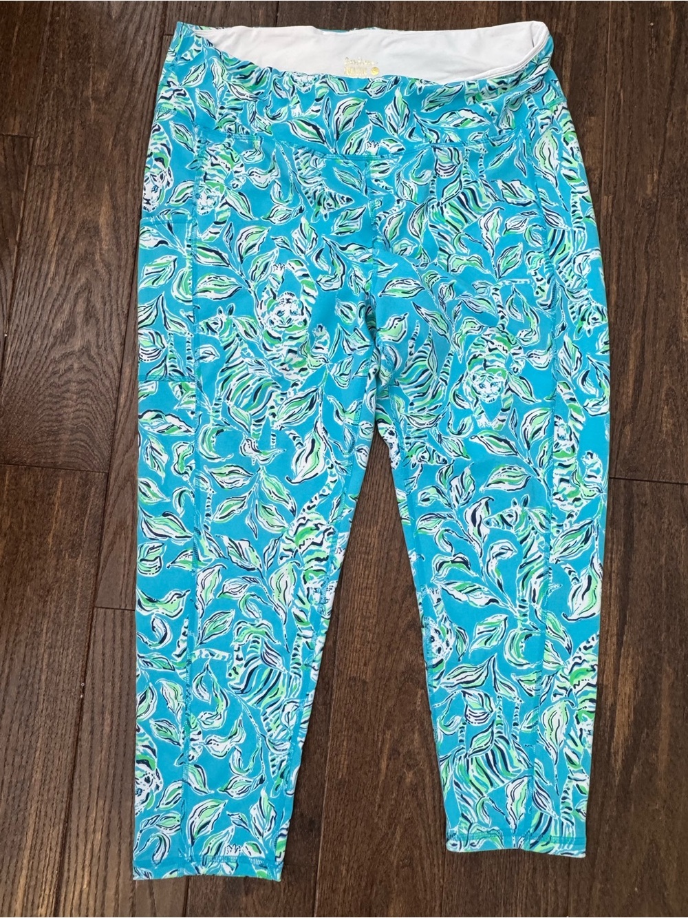 Lilly Pulitzer Sz XXL Weekender Leggings Turquoise Oasis Outta Line 24”